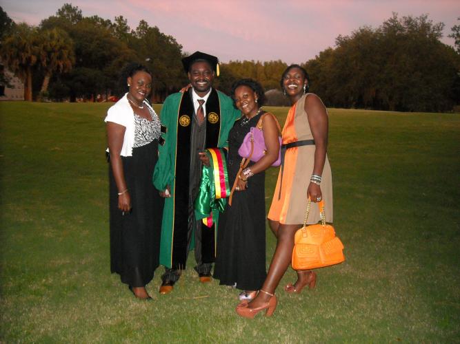 Three of Papas girls and one of his boys-Joyce and Delphine and Anna at Dr Wanduku graduation